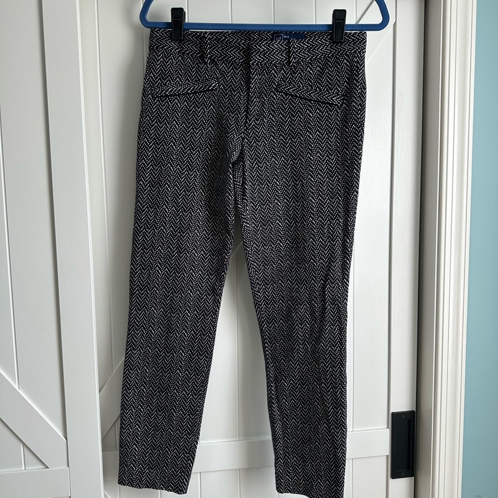 GAP Black White Print Women's Ankle Pants Size 6R 6 Reg Stretch Career Slim Fit